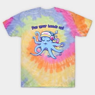 Pus Your Hands Up Hip Hop Funny Happy Octopus Grafitti Pun T-Shirt